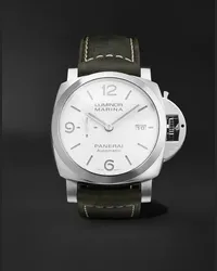 OFFICINE PANERAI Orologio automatico 44 mm in acciaio inossidabile con cinturino in pelle Luminor Marina, N. rif. PAM01314 Bianco