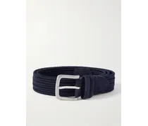 Cintura intrecciata con finiture in camoscio, 3,5 cm