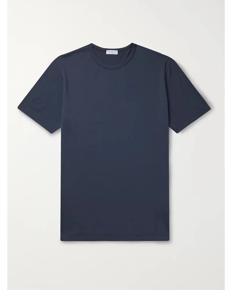 Sunspel T-shirt in jersey di cotone Supima Blu