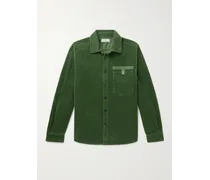 Camicia in velluto di cotone a coste con logo applicato