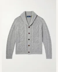 Ralph Lauren Cardigan slim-fit in cotone a trecce con collo a scialle Grigio