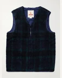 Baracuta Gilet in pile a quadri Miller Blu