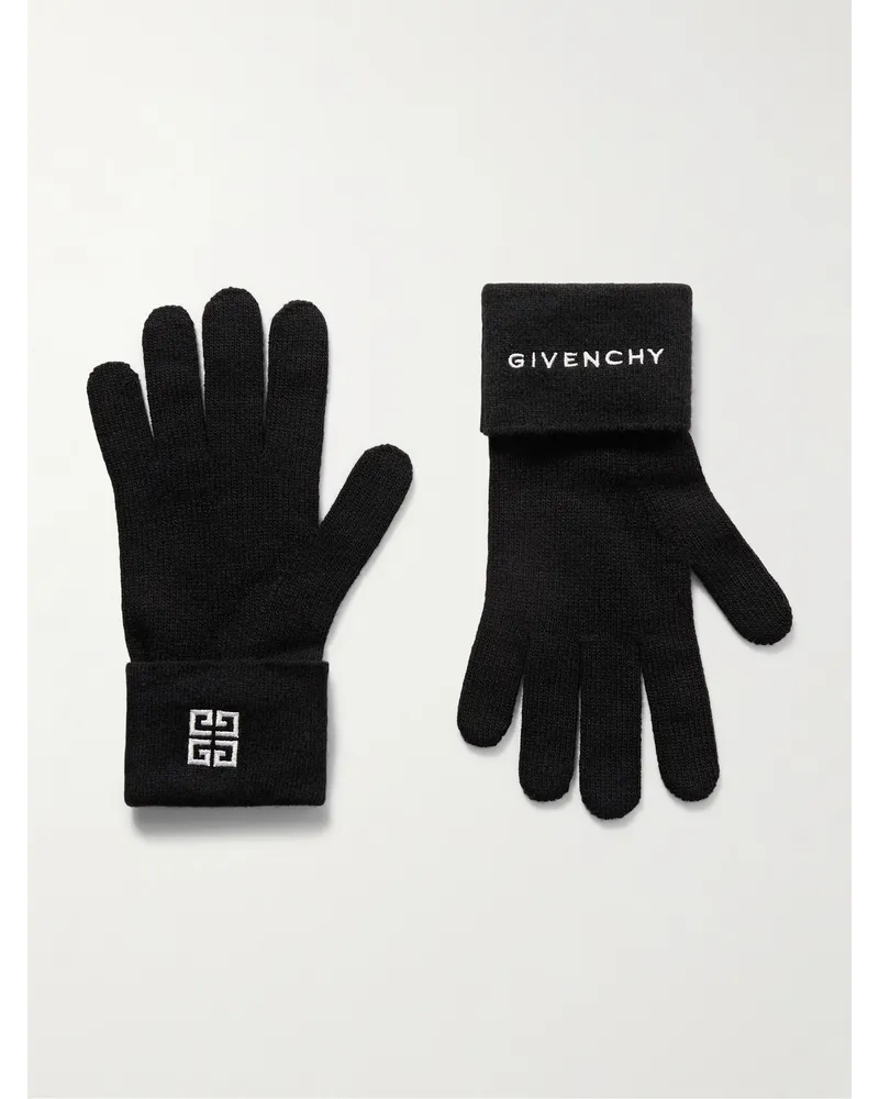 Givenchy Guanti in misto lana e cashmere con logo ricamato 4G Nero