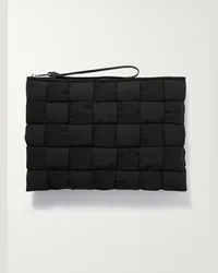 Bottega Veneta Pochette in shell con motivo Intrecciato Cassette Nero