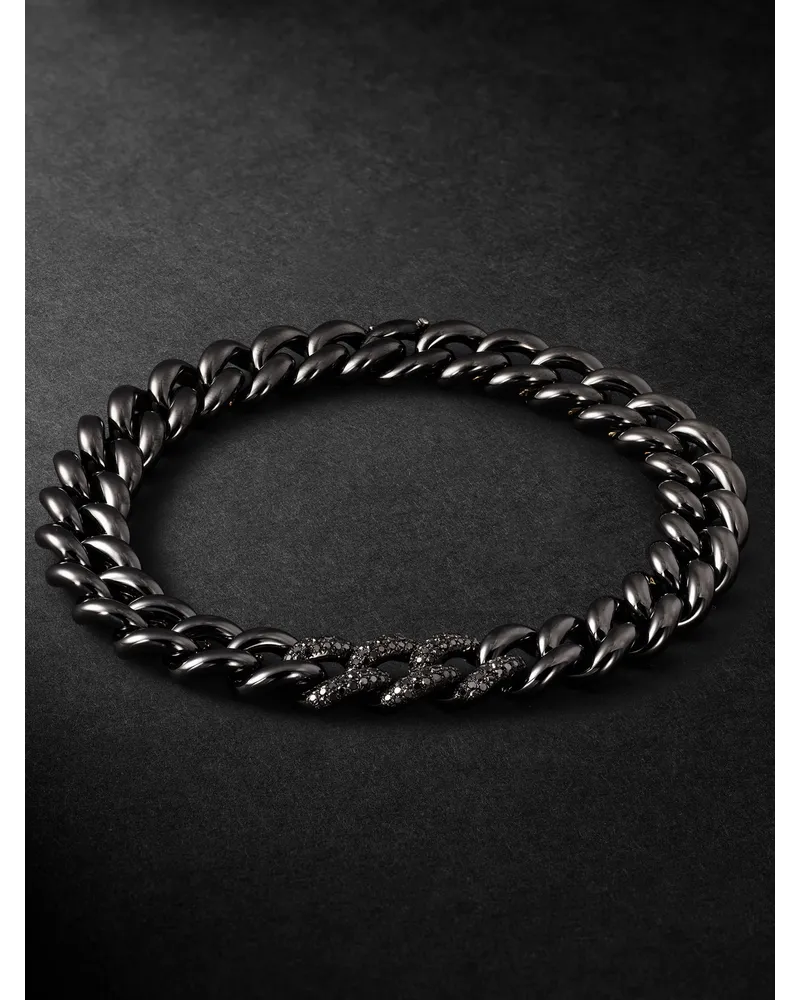 SHAY Bracciale in oro nero, ceramica e diamanti Nero