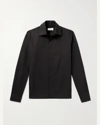 Saint Laurent Camicia in cotone con logo ricamato Nero