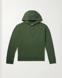 Kitsuné Felpa in jersey di cotone con cappuccio e logo applicato Verde