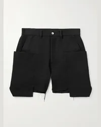 Rick Owens Shorts cargo a gamba dritta in drill di lana effetto consumato Stefan Nero