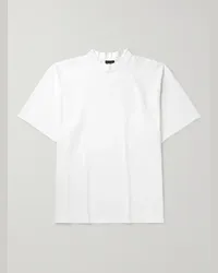 Balenciaga T-shirt in jersey di cotone con collo a lupetto e logo Bianco