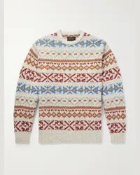 Beams Plus Pullover in misto lana jacquard Fair Isle Neutri