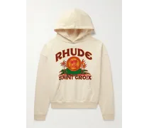 RHUDE Felpa in jersey di cotone con cappuccio e logo Saint Croix Bianco