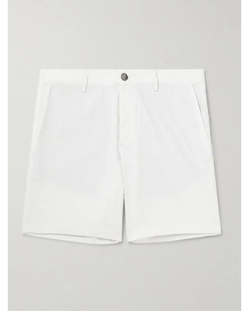 Club Monaco Shorts slim-fit a gamba dritta in misto lino a righe Baxter Bianco