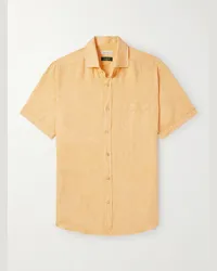 Incotex Camicia slim-fit in lino Glanshirt Giallo