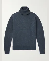 Loro Piana Pullover a collo alto in cashmere a coste Blu