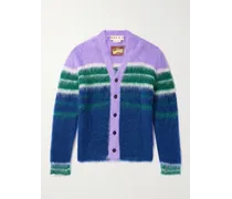 Cardigan in misto mohair a righe