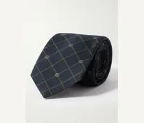 Cravatta in misto seta e lana con logo jacquard, 7 cm