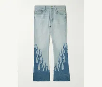 Jeans svasati effetto invecchiato con applicazione LA Blvd