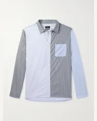 A.P.C. Camicia in cotone a righe con logo ricamato Erwann Blu