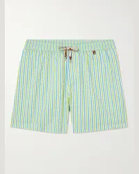 Loro Piana Shorts da mare medi a gamba dritta in seersucker a righe Bay Verde