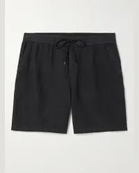 James Perse Shorts a gamba dritta in lino tinti in capo con coulisse Nero