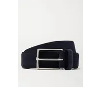 Cintura in pelle scamosciata blu navy, 3,5 cm