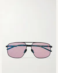 Gucci Occhiali da sole in metallo stile aviator con logo Navigator Nero