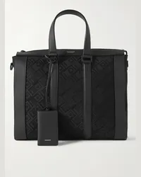 Ferragamo Tote bag in tela con logo jacquard e finiture in pelle Nero