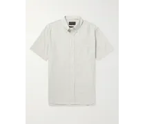 Camicia in voile di cotone gessato con collo button-down