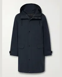 Yves Salomon Parka in misto cotone cerato con cappuccio Blu