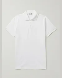 Saint Laurent Polo slim-fit in cotone piqué con logo ricamato Bianco