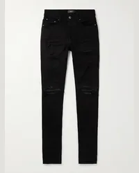 Amiri Jeans skinny effetto invecchiato con inserti in pelle MX1 Nero