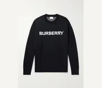 Burberry Pullover in misto lana e cotone con logo a intarsio Blu