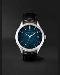 Baume & Mercier Cronometro automatico 40 mm in acciaio inossidabile con cinturino in pelle di alligatore Clifton Baumatic, N. M0A10467 Blu