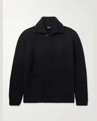 Ermenegildo Zegna Field jacket in maglia spazzolata Nero