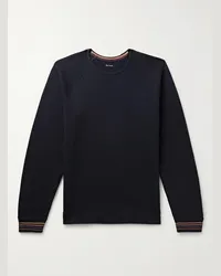 Paul Smith Felpa in jersey di cotone con righe e logo applicato Blu