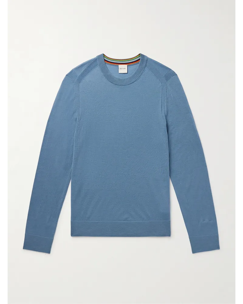 Paul Smith Pullover slim-fit in lana merino con logo ricamato Blu