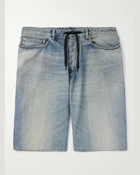 Balenciaga Shorts in denim effetto consumato con coulisse Blu