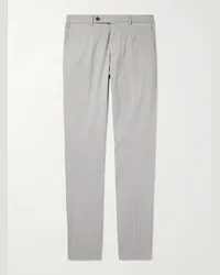 Thom Sweeney Pantaloni chino a gamba dritta in twill di misto lyocell e cotone stretch Grigio