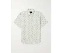 Camicia in lino stampato con collo button-down