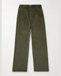 Loewe Pantaloni a gamba larga in velluto a coste di cotone e cashmere Verde