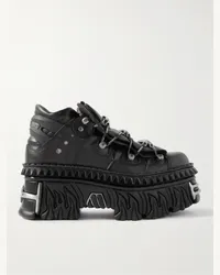 VETEMENTS New Rock Sneakers platform in pelle con decorazioni Nero