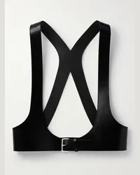 Alexander McQueen Cintura harness in pelle lucida Nero