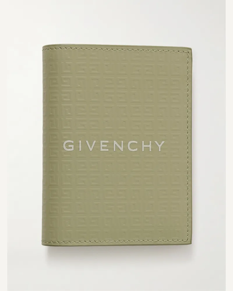 Givenchy Portacarte in pelle con logo goffrato e applicazione Verde