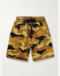 The Elder Statesman Shorts a gamba dritta in cashmere jacquard camouflage con coulisse Marrone