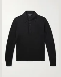 Tom Ford Polo slim-fit in misto cashmere e seta Nero