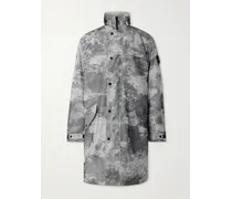 Cappotto in shell con stampa camouflage, logo applicato e finiture in mesh