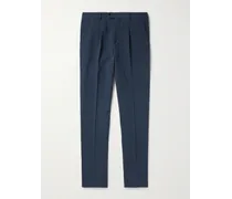 Pantaloni slim-fit in lino con pinces