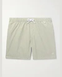 Loro Piana Shorts da mare medi a gamba dritta a righe con logo Bay Verde