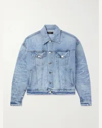 Amiri Giacca trucker oversize in denim effetto consumato Shotgun Blu