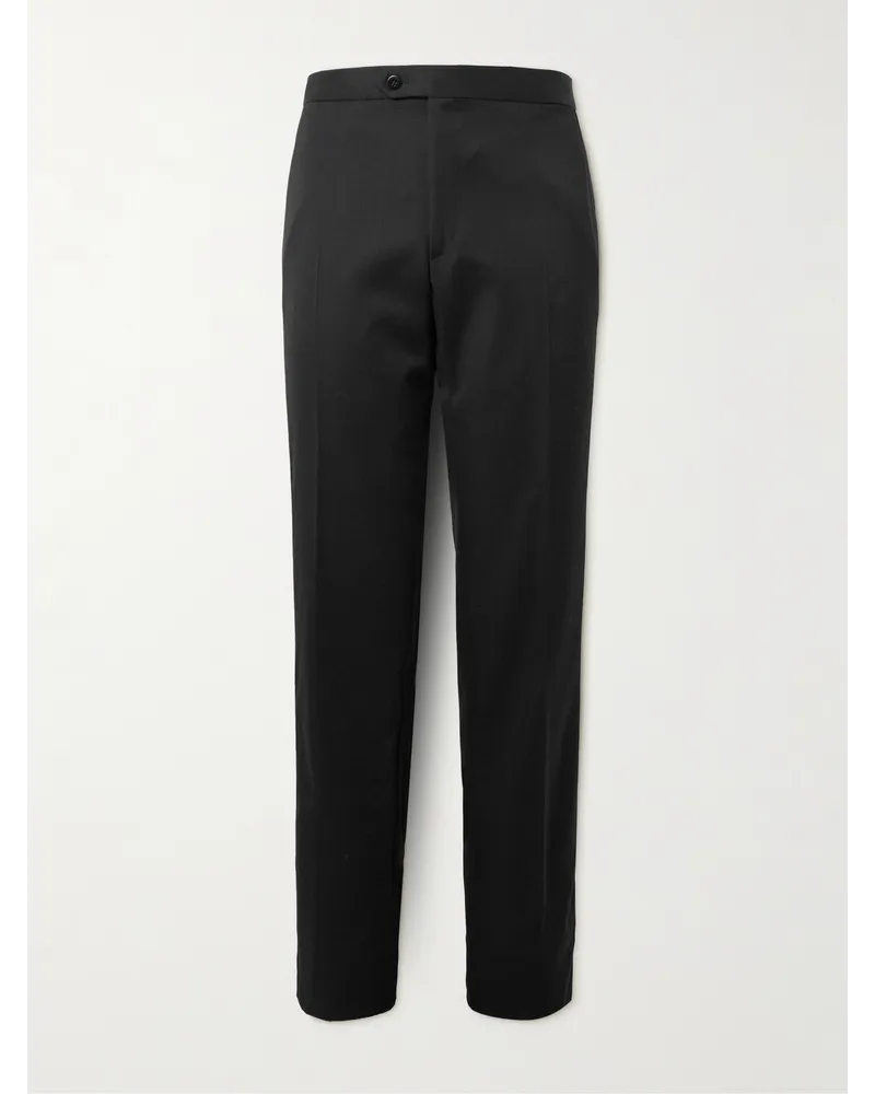 Brioni Pantaloni da smoking slim-fit a gamba dritta in lana vergine con finiture in raso Nero